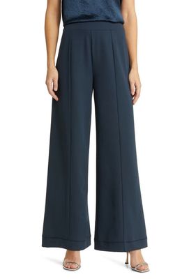 Nordstrom Seamed Wide Leg Pants in Navy Blueberry