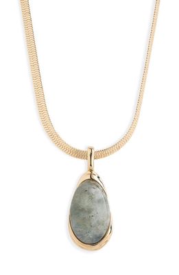 Nordstrom Semiprecious Stone Pendant Necklace in Labradorite- Gold