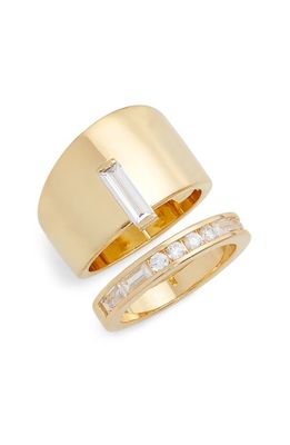 Nordstrom Set of 2 Cubic Zirconia Stackable Rings in Clear- Gold