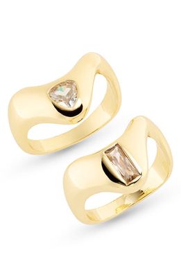 Nordstrom Set of 2 Demi Fine Wavy Rings in 14K Gold Plated