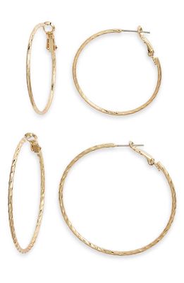 Nordstrom Set of 2 Textured Hoop Earrings in Gold