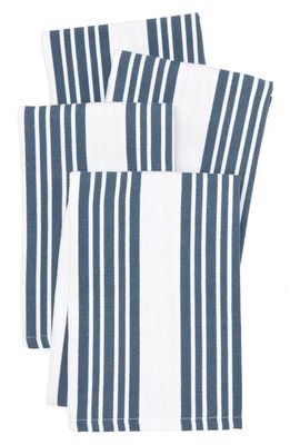 Nordstrom Set of 4 Stripe Basket Weave Kitchen Towels in Blue Vintage Multi