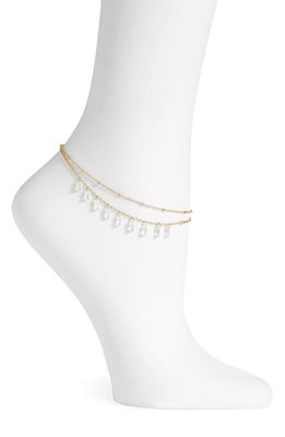 Nordstrom Shaky Cubic Zirconia Layered Anklet in Clear- Gold