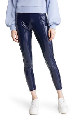 Nordstrom Shine Faux Patent Leather Leggings in Navy Peacoat
