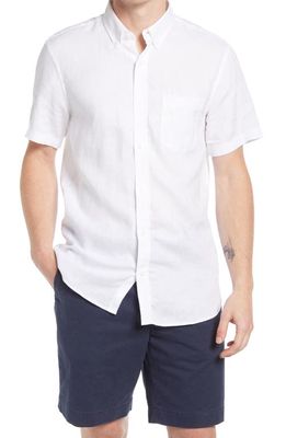 Nordstrom Short Sleeve Linen Button-Down Shirt in White