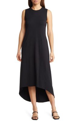 Nordstrom Signature Asymmetric Sleeveless Pima Cotton Blend Dress in Black
