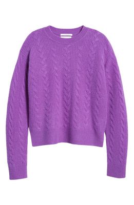 Nordstrom Signature Cable Knit Cashmere Crewneck Sweater in Purple Tilandia