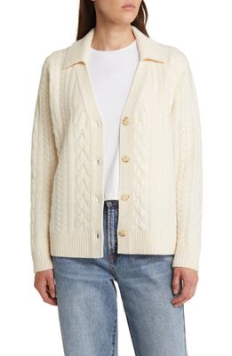 Nordstrom Signature Cable Stitch Wool & Cashmere Cardigan in Ivory Soft