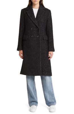 Nordstrom Signature Double Breasted Coat in Black- Ivory Multi Pattern