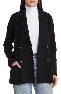 Nordstrom Signature Double Breasted Wool & Cashmere Blazer in Black Rock