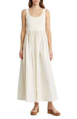 Nordstrom Signature Mixed Media Tank Dress in Ivory Pristine