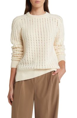 Nordstrom Signature Open Stitch Crewneck Wool & Cashmere Sweater in Ivory Soft