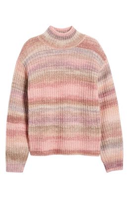 Nordstrom Signature Open Stitch Mock Neck Sweater in Rustic Pink Multi