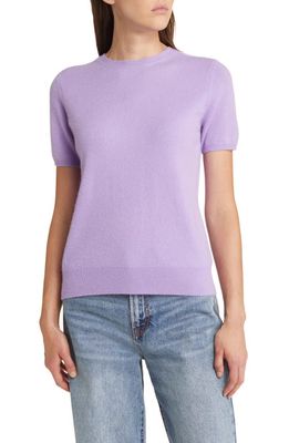 Nordstrom Signature Short Sleeve Cashmere Sweater in Purple Wren