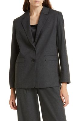 Nordstrom Signature Single Breasted Flannel Blazer in Grey Dark Charcoal Heather
