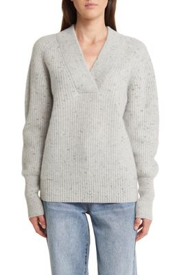 Nordstrom Signature Speckle Cashmere Sweater in Grey Heather- Charcoal Speckle