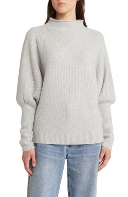 Nordstrom Signature Textured Juliet Sleeve Cashmere Sweater in Grey Light Heather
