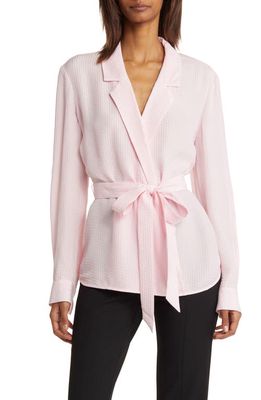 Nordstrom Signature Textured Silk Blend Wrap Blouse in Pink Parfait