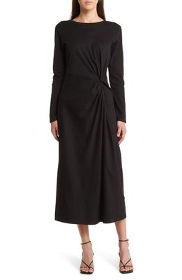 Nordstrom Signature Twist Front Long Sleeve Knit Maxi Dress in Black