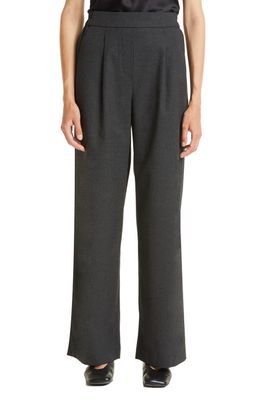 Nordstrom Signature Wide Leg Flannel Trousers in Grey Dark Charcoal Heather