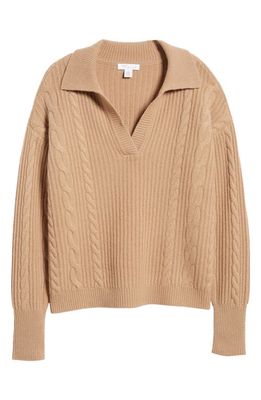 Nordstrom Signature Wool & Cashmere Cable Knit Sweater in Camel