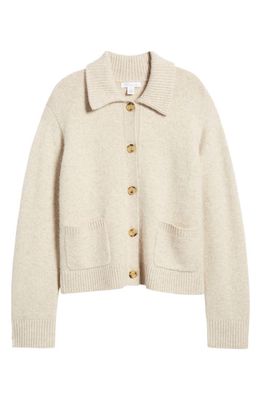 Nordstrom Signature Wool & Cashmere Collar Cardigan in Beige Oatmeal Light Heather