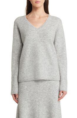 Nordstrom Signature Wool Blend Long Sleeve Sweater in Grey Light Heather