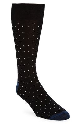 Nordstrom Small Dot Merino Wool Blend Over the Calf Socks in Black