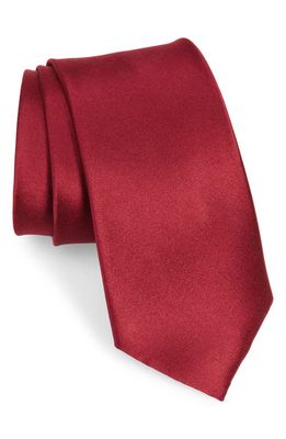 Nordstrom Solid Silk X-Long Tie in Wine