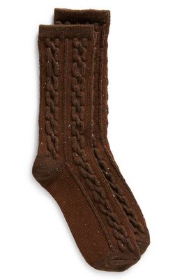 Nordstrom Speckled Cable Crew Socks in Brown Pinecone