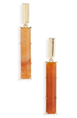 Nordstrom Stone Bar Drop Linear Earrings in Peach Aventurine- Gold