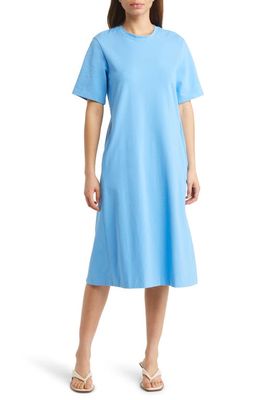 Nordstrom Stretch Cotton Midi T-Shirt Dress in Blue Maya