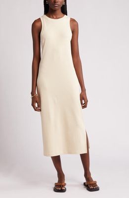 Nordstrom Stretch Cotton Ribbed Tank Dress in Beige Burnt