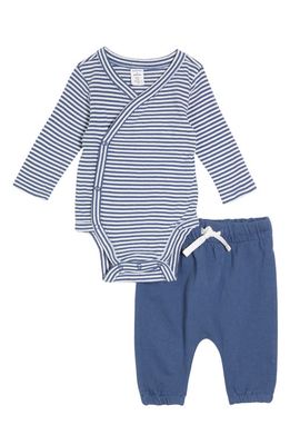 Nordstrom Stripe Cotton Bodysuit & Pants Set in Blue Del Mar Mini Stripe- Blue