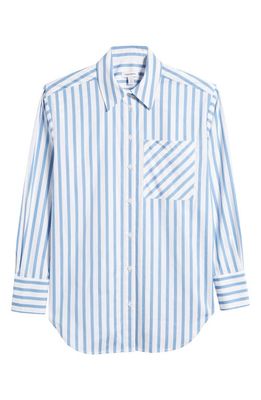 Nordstrom Stripe Long Sleeve Cotton Button-Up Shirt in White- Blue Libby Stripe