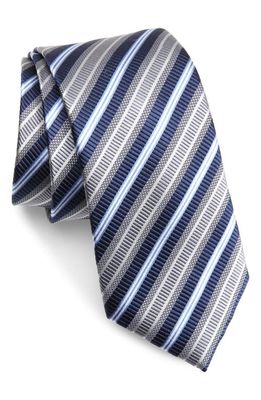 Nordstrom Stripe Silk Tie in Silver