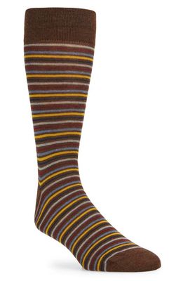 Nordstrom Stripe Wool Blend Tall Socks in Brown