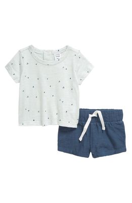 Nordstrom T-Shirt & Shorts Set in Teal Castle Triangles- Blue