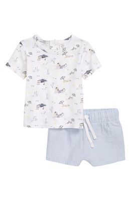 Nordstrom T-Shirt & Shorts Set in White Picnic Friends- Blue
