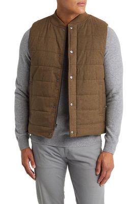 Nordstrom Tech Quilted Water Resistant Flannel Vest in Brown Bear Heather