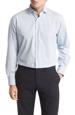 Nordstrom Tech-Smart Traditional Fit Tattersall CoolMax® Dress Shirt in Blue- Multi Micro New Grid