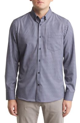 Nordstrom Tech-Smart Trim Fit Check Stretch Button-Down Shirt in Black - White Small Nick Grid