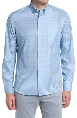 Nordstrom Tech-Smart Trim Fit Check Stretch Button-Down Shirt in Blue Small Sam Grid