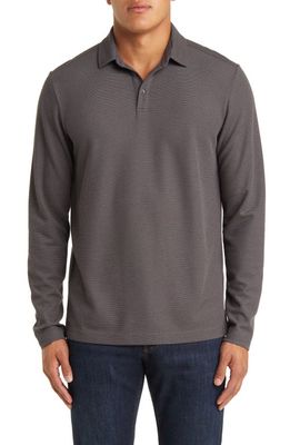 Nordstrom Texture Knit Long Sleeve Polo in Grey Tornado