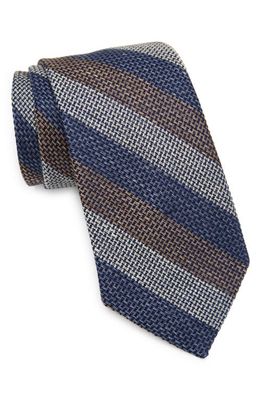 Nordstrom Texture Stripe Silk Tie in Navy