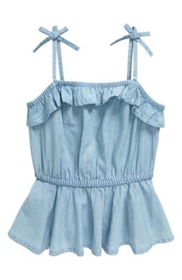 Nordstrom Tie Strap Peplum Chambray Tank in Blue River Wash
