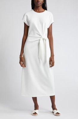 Nordstrom Tie Waist Midi Dress in Ivory Cloud