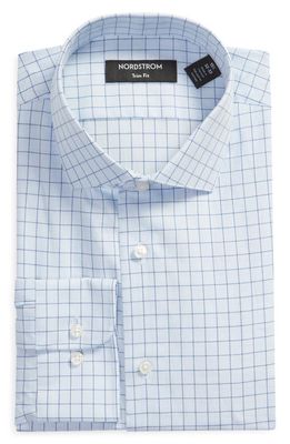 Nordstrom Trim Fit Button-Up Dress Shirt in Blue Textured Grid