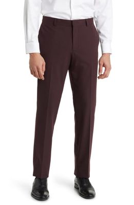 Nordstrom Trim Fit Flat Front Stretch Trousers in Burgundy Royale
