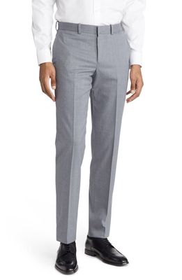 Nordstrom Trim Fit Flat Front Stretch Wool Pants in Grey Heather